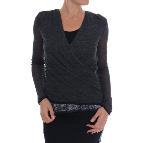 Ermanno Scervino Wrap Knit Top TSH1553 Women Gray Tops & T-Shirts